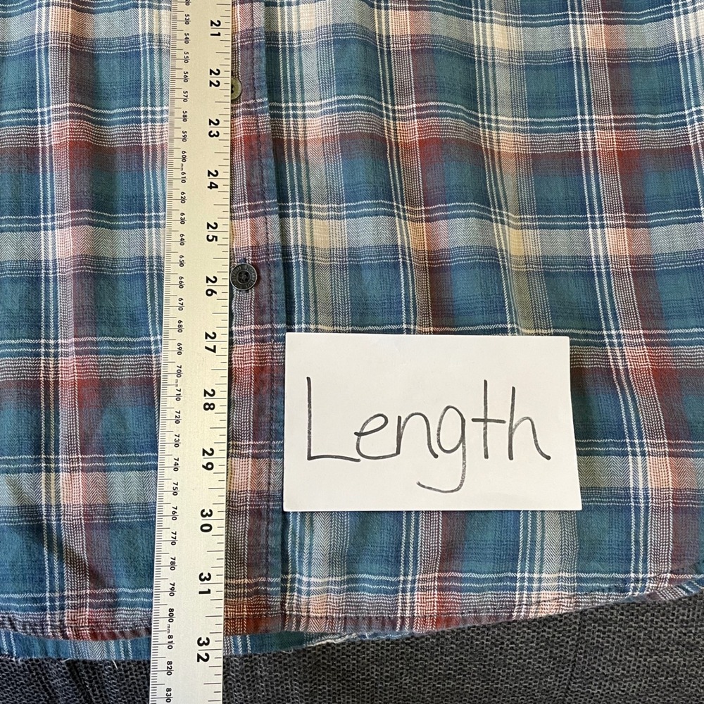 Outdoor Life Plaid Short Sleeve Button Up Shirt Cotton Men's‎ Large Blue Red - Picture 4 of 6